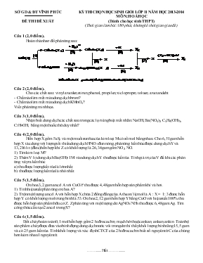 Kỳ thi chọn học sinh giỏi lớp 11 năm học 2013 - 2014 đề thi môn Hoá học (dành cho học sinh THPT chuyên )